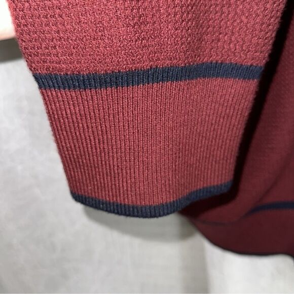 Banana Republic x Mad Men L Burgundy Navy Knit Full Zip Cardigan Sweater - Picture 8 of 13